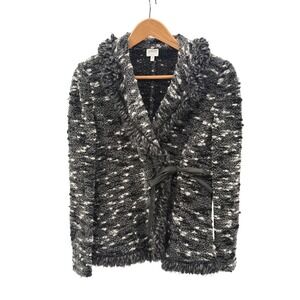 Armani Collezioni Blazer Jacket Chunky Wool Blend Women Size 10 Black Gray